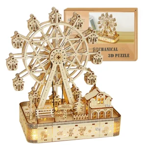 Grande roue musicale 3D en bois LED