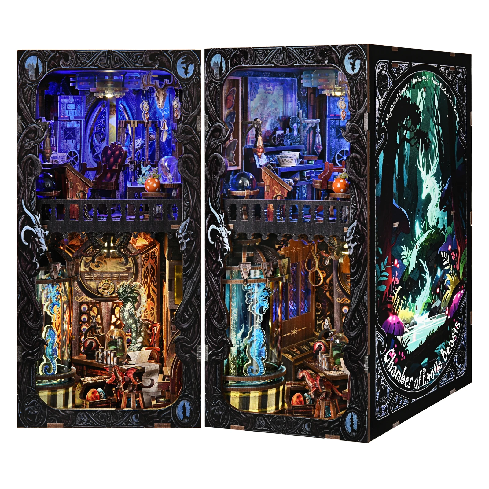 Book nook cabinet des créatures fantastiques LED