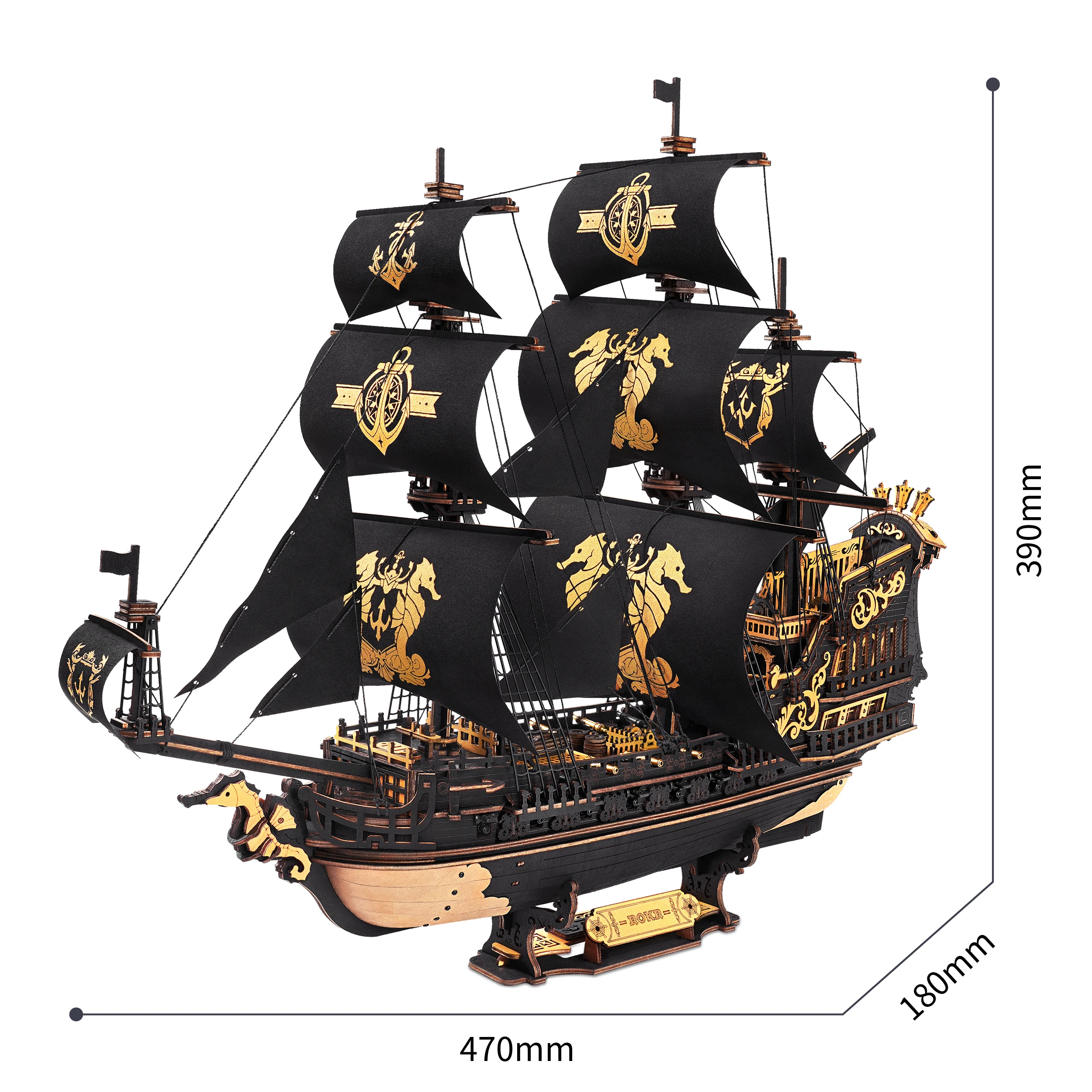 Bateau Seahorse Barque 3D en bois ROKR