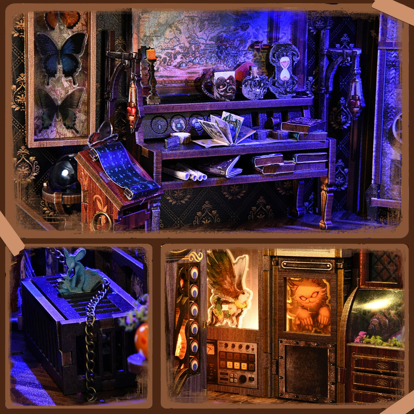 Book nook cabinet des créatures fantastiques LED