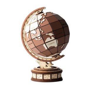 Globe Global Wonders Robotime illustrant un guide maquette mécanique bois adulte