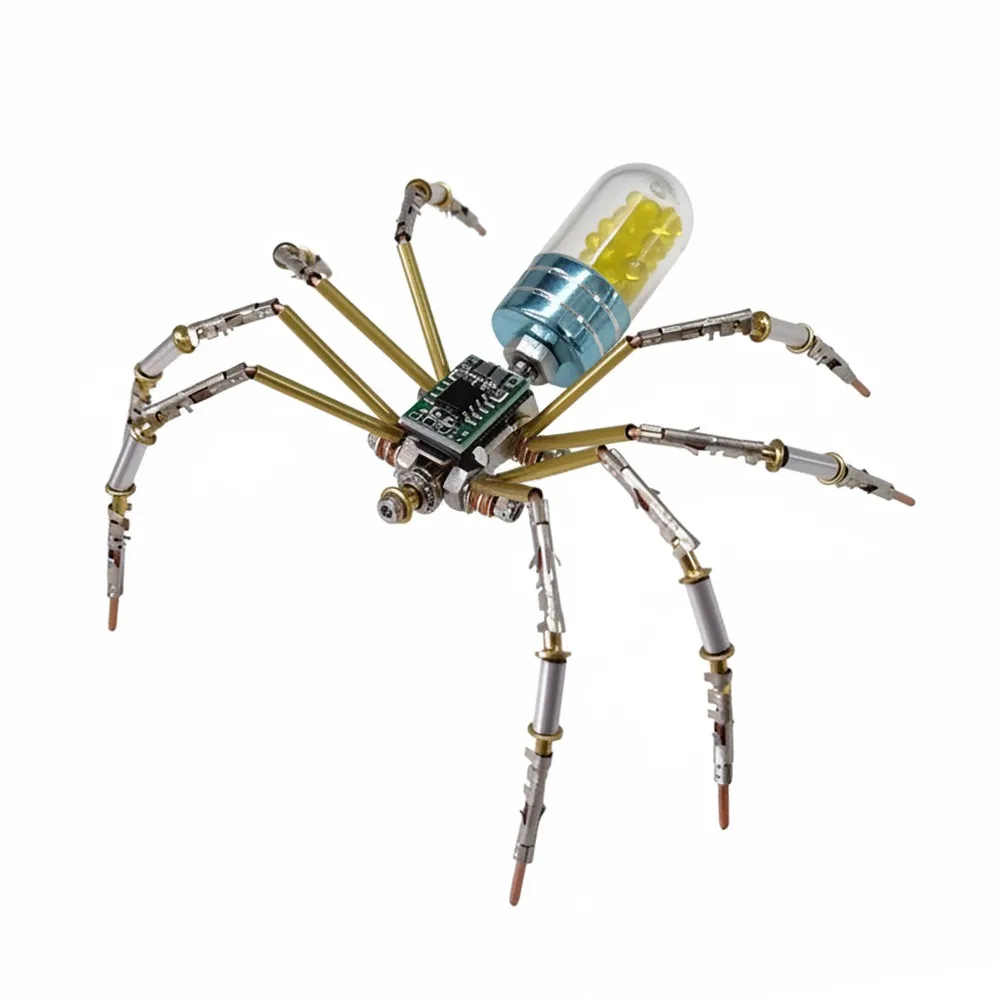 Araignée mécanique bleue 3D en métal