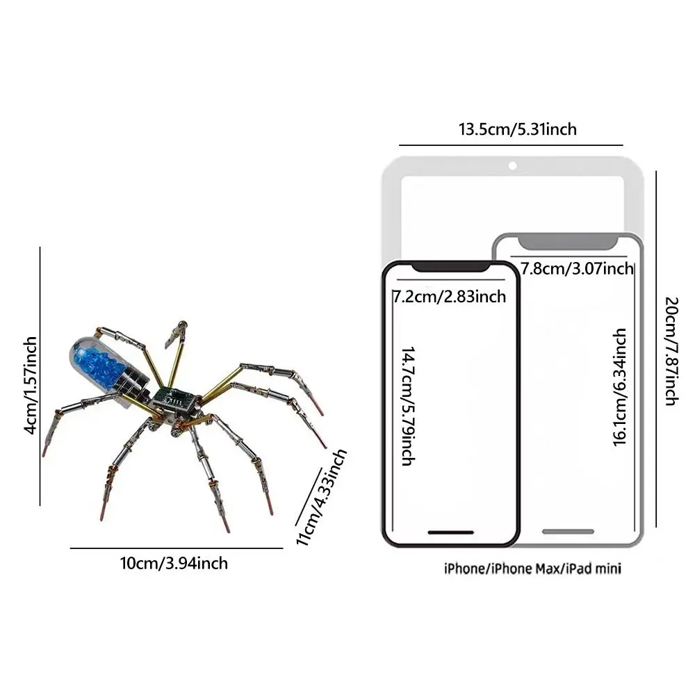 Araignée mécanique bleue 3D en métal