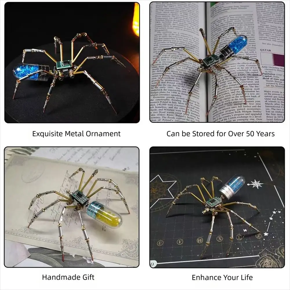 Araignée mécanique bleue 3D en métal