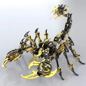 Scorpion mécanique noir et or 3D en métal