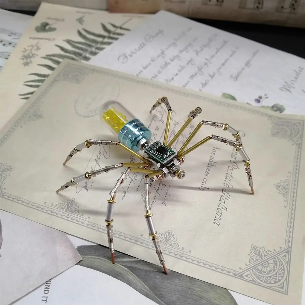 Araignée mécanique bleue 3D en métal