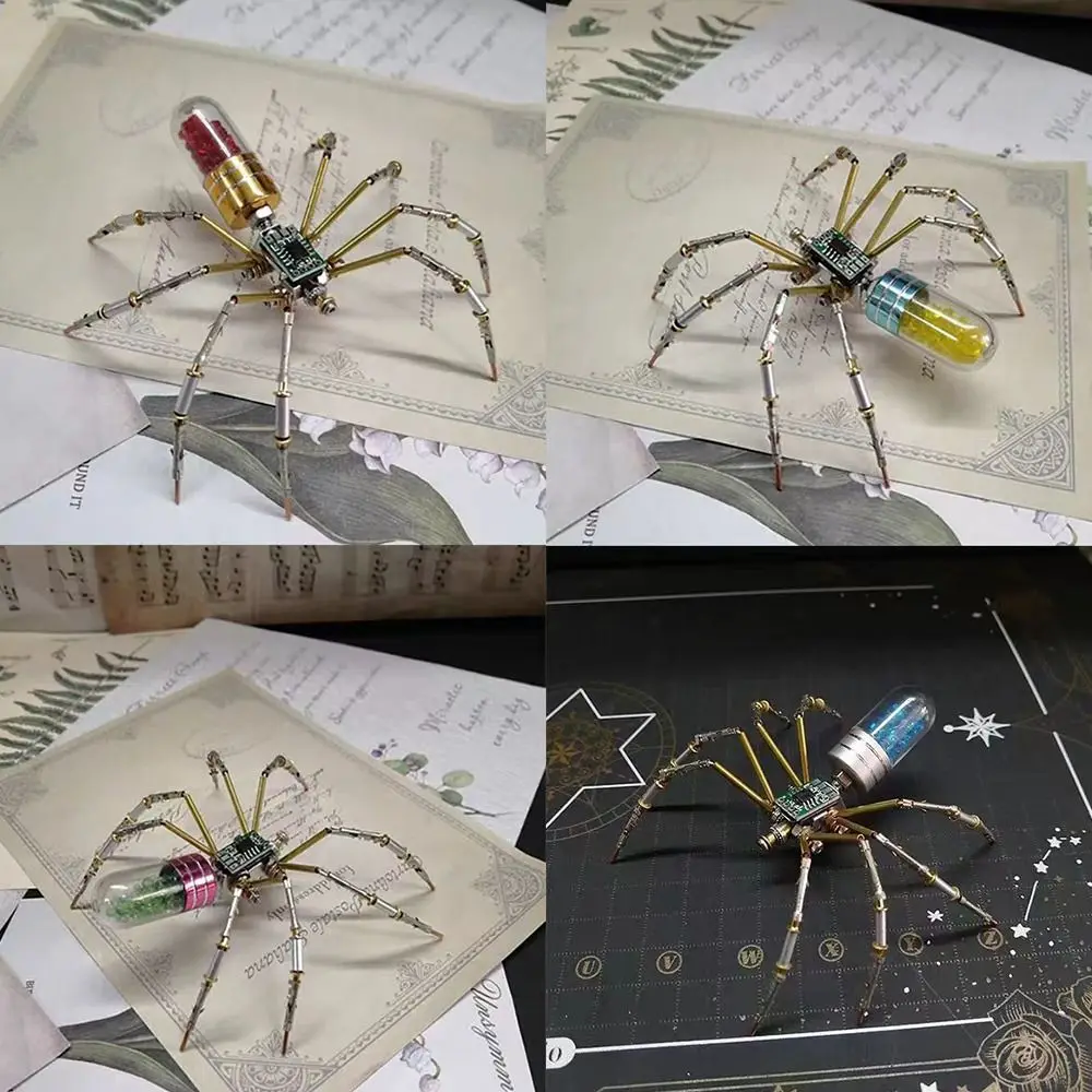 Araignée mécanique bleue 3D en métal
